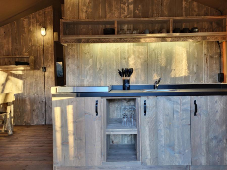 Tente en toile et en bois 6 personnes - Tente safari 6p avec sanitaires 5