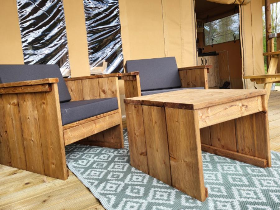 Tente en toile et en bois 4 personnes - Tente safari 4p avec sanitaires 7