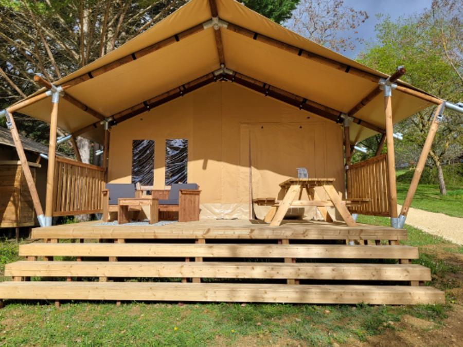 Tente en toile et en bois 4 personnes - Tente safari 4p avec sanitaires 3