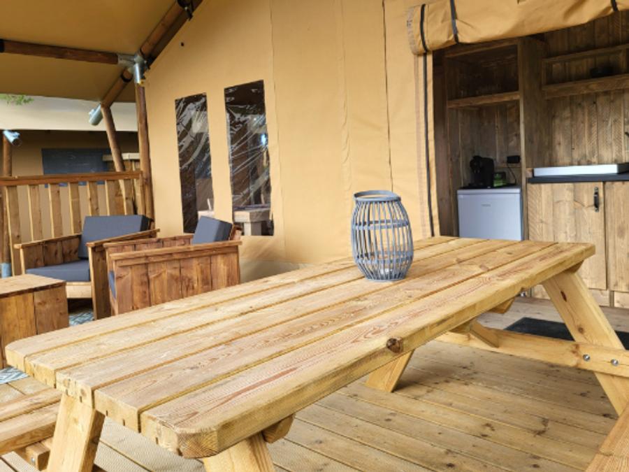 Tente en toile et en bois 4 personnes - Tente safari 4p avec sanitaires 6