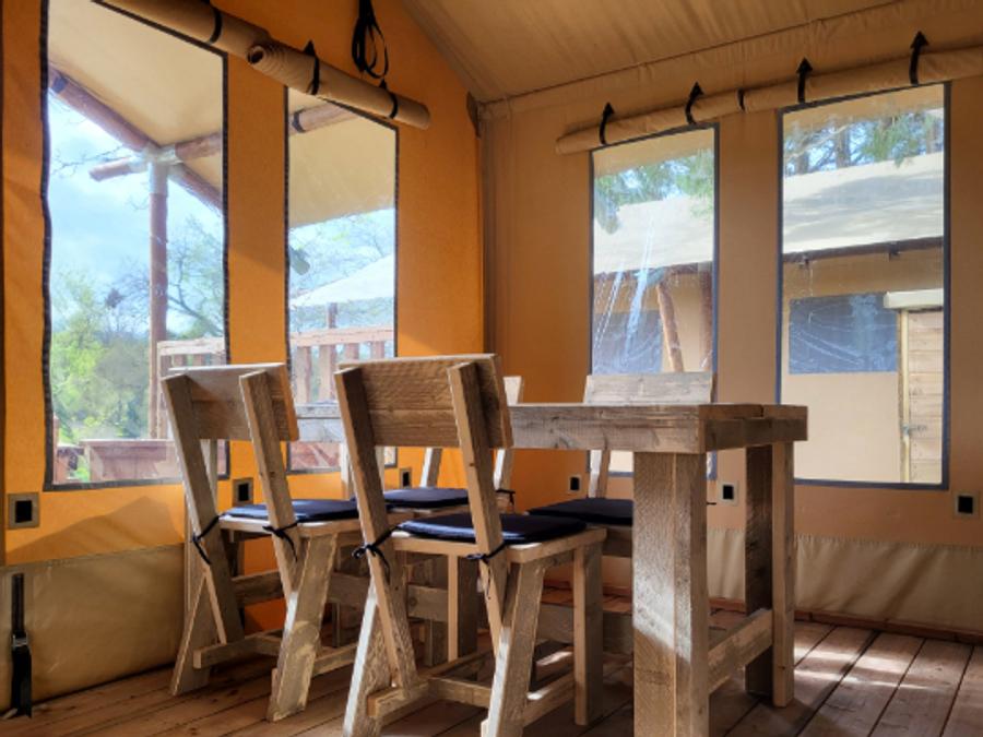 Tente en toile et en bois 4 personnes - Tente safari 4p avec sanitaires 12