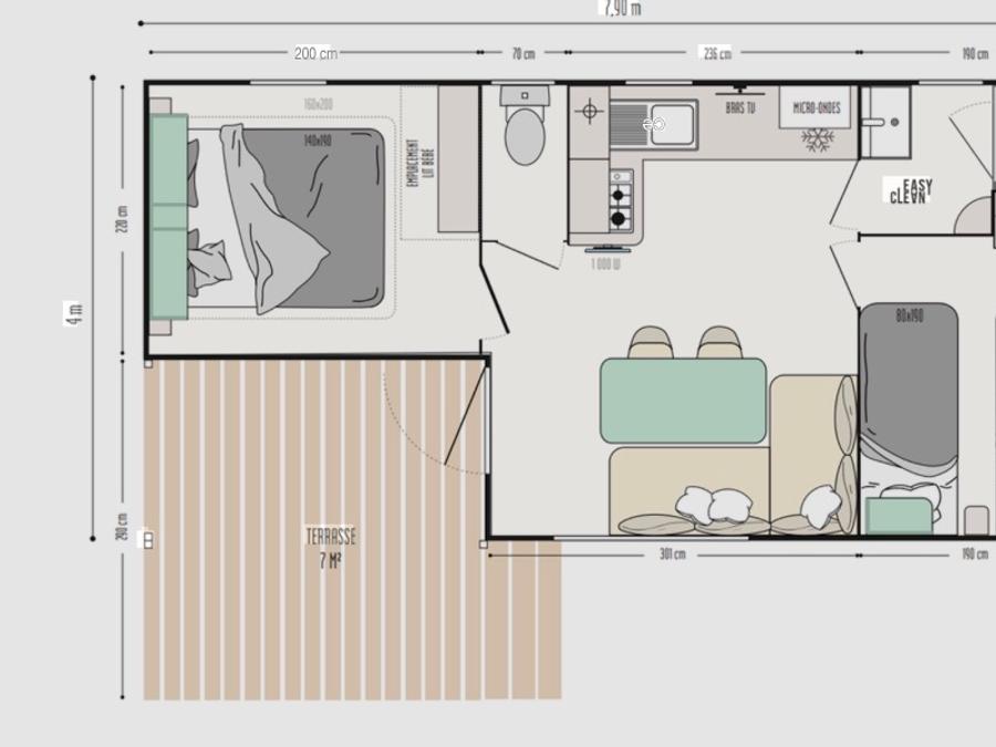 Mobilhome 5 personnes - MOBIL HOME 28m2 confort+ 2chb 5 pers 2