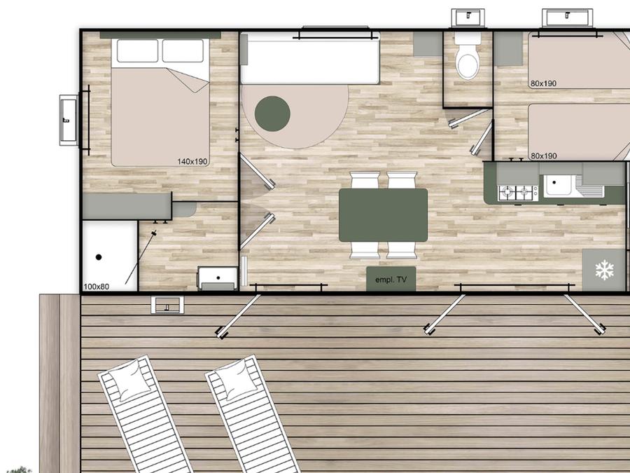Mobilhome 5 personnes - Mobil-Home Premium 2 chb 29 m2 7