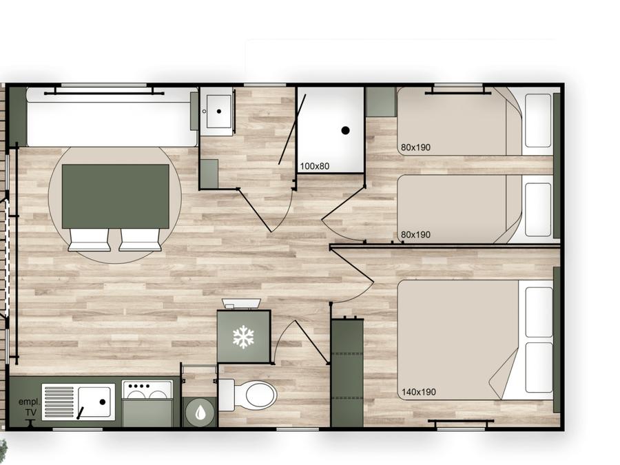 Mobilhome 4 personnes - Nest TI climatisé (D/D) 3