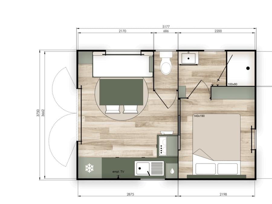 Mobilhome 2 personnes - Mobil-home P'tit Nest climatisé 1