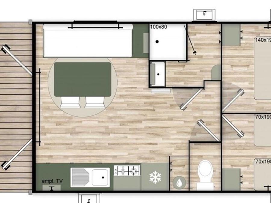 Mobilhome 4 personnes - Ciela Confort Bay - 2 chambres - Vue sur le lac 7