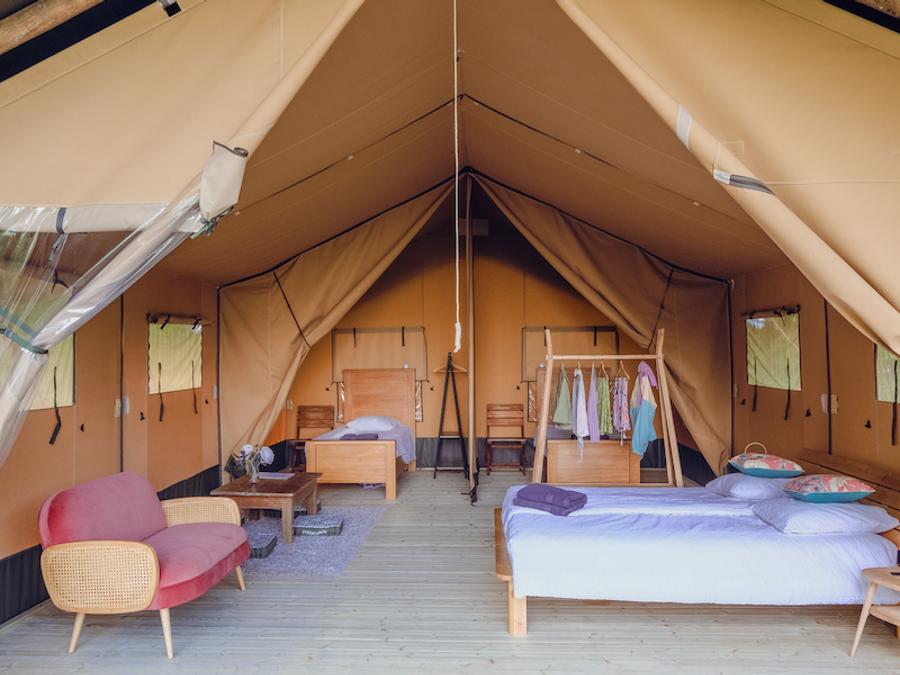 Tente en toile et en bois 4 personnes - Lodge Chrysalide - 35 m² + terrasse 15 m² 7