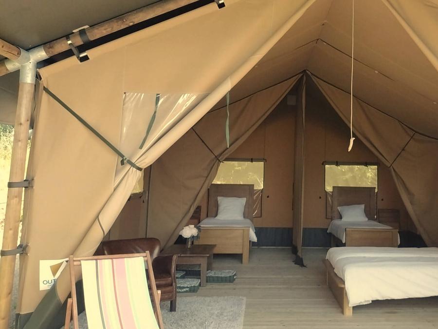Tente en toile et en bois 4 personnes - Lodge Chrysalide - 35 m² + terrasse 15 m² 2
