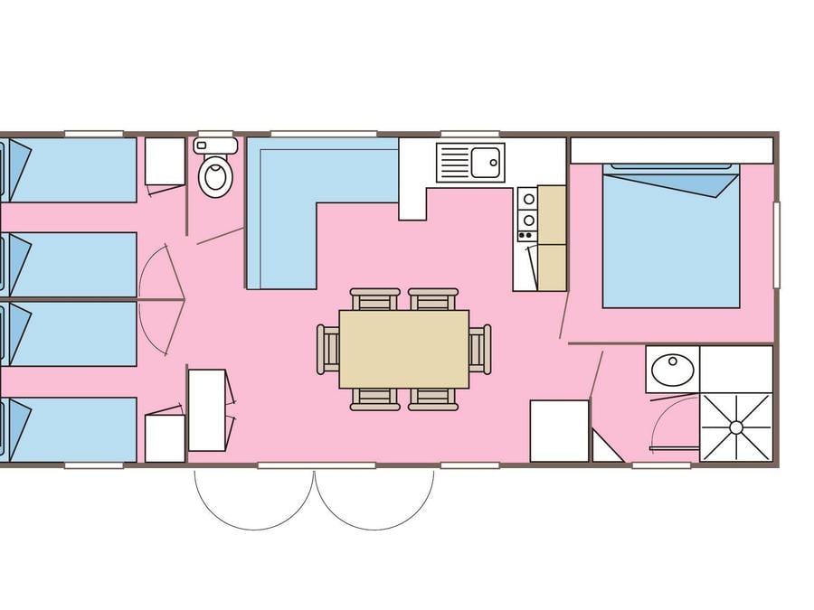 Mobilhome 6 personnes - Résidence LOUISIANE Confort 3 chambres + Terrasse semi-couverte + TV 4