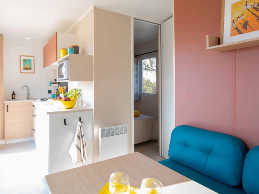 Mobilhome 3 personnes - PARADIS une chambre avec sanitaires 2