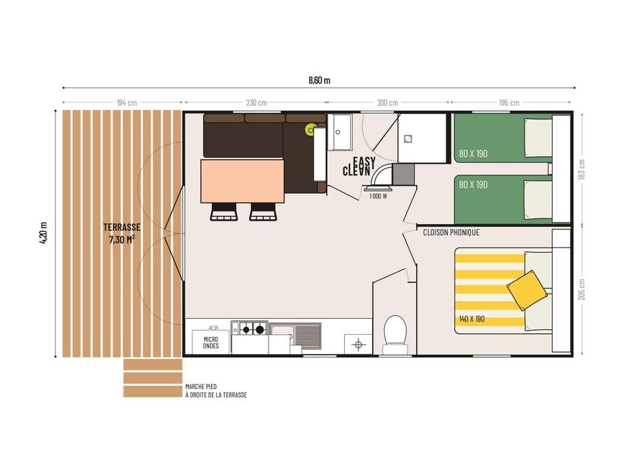 Mobilhome 4 personnes - 2 chambres Loggia Bay Confort 25m² climatisation 5