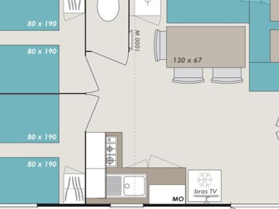 Mobilhome 6 personnes - 3 chambres Titania Confort 33m² - climatisation 6