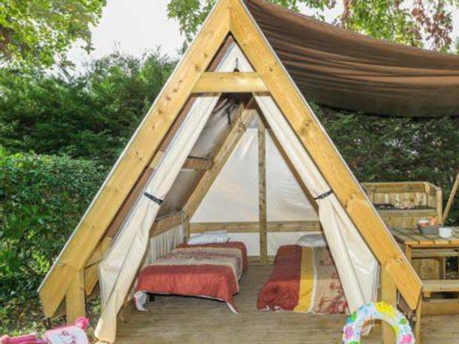 Tente en toile et en bois 2 personnes - Tente randonneurs 6m² - 1 chambre, sans sanitaires 1