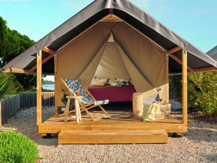 Tente en toile et en bois 2 personnes - Mini-Lodge (Photos non contractuelles : en cours d'installation) 0