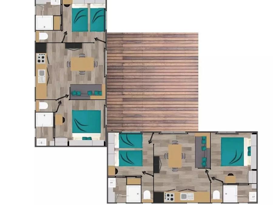 Mobilhome 8 personnes - Cottage Ibardin 5 Pièces 8 Personnes Climatisé + TV 7