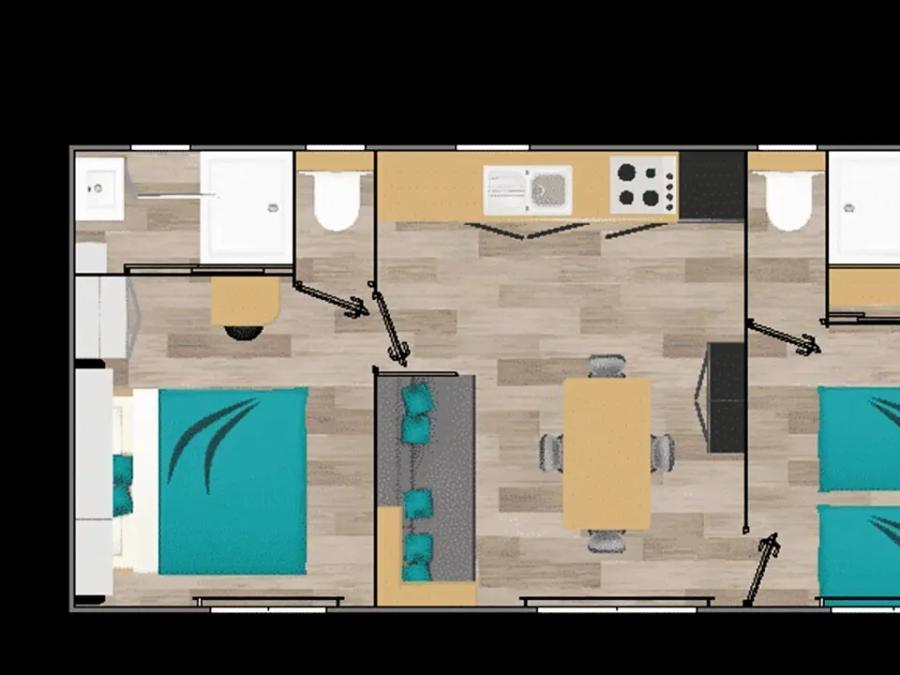 Mobilhome 4 personnes - Cottage Ilbarritz 3 Pièces 4 Personnes Climatisé + TV 2sdb 7