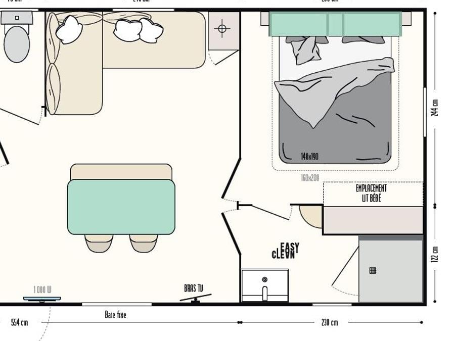Mobilhome 4 personnes - Mobil-home Bois Confort 29m² - 2 chambres - Terrasse couverte - TV 8