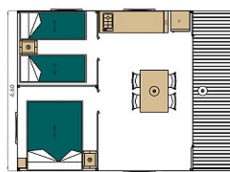 Tente 5 personnes - Tente Lodge Confort 23m² - 2 chambres - sans sanitaires - Terrasse couverte 11m² 2