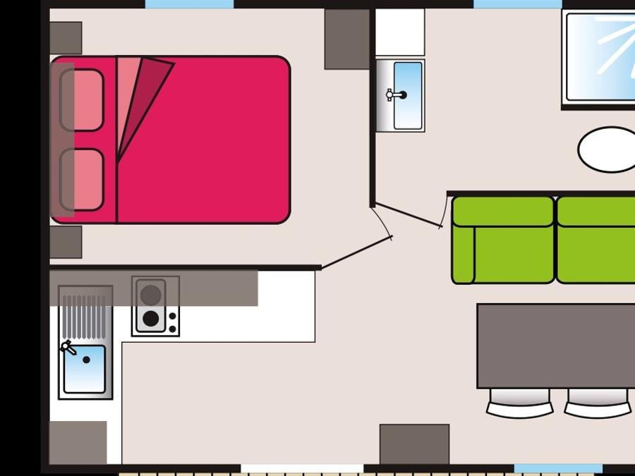 Mobilhome 2 personnes - COTTAGE SWEET 18 m² 1 CHAMBRE 6