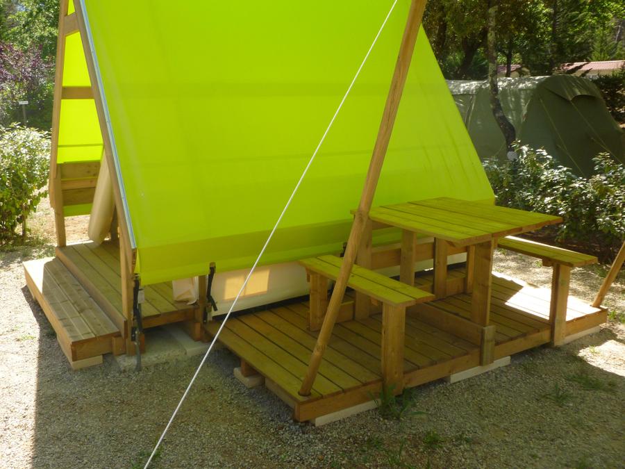 Tente en toile et en bois 2 personnes - Tente toile et bois RANDONNEUR 9m² - 2 lits 1