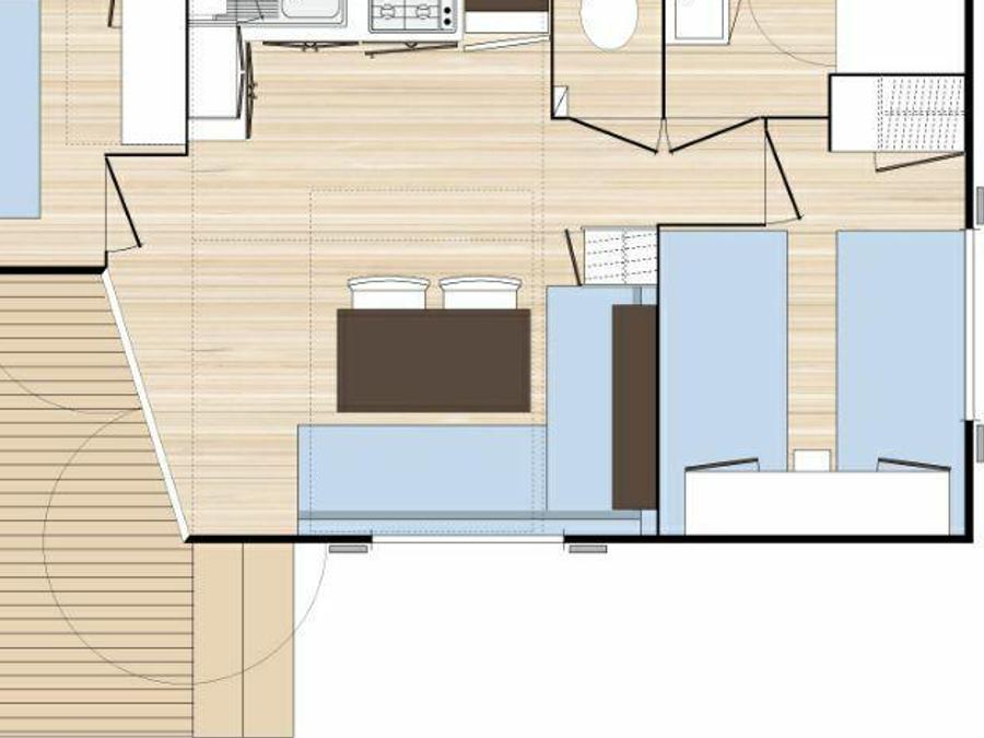 Mobilhome 4 personnes - Le Plein Air 2 chambres 29m² (4 adultes maxi - animaux interdits - non fumeur) 5