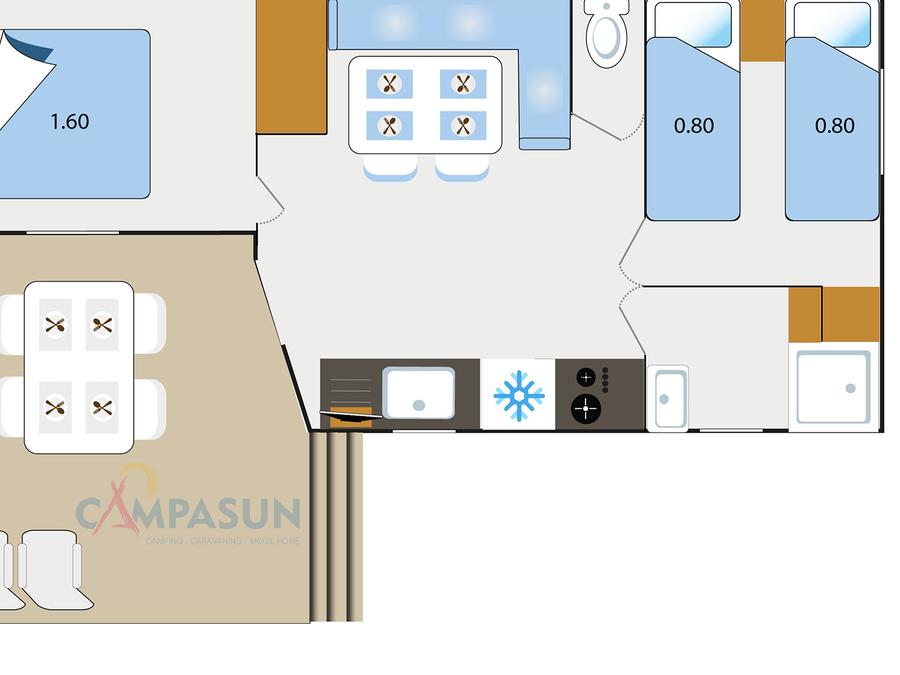 Mobilhome 4 personnes - Mobil home Sainte-Croix - 28m² - 2 chambres + TV + A/C 5
