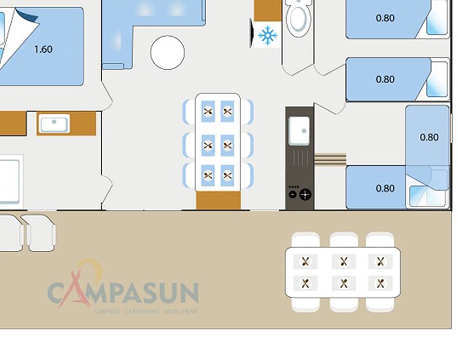 Mobilhome 6 personnes - Mobile home Verdon - 33 m² - 3 chambres + TV + A/C 6