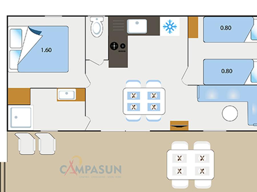Mobilhome 4 personnes - Mobil home Castellane - 30m² - 2 chambres + TV + A/C 3