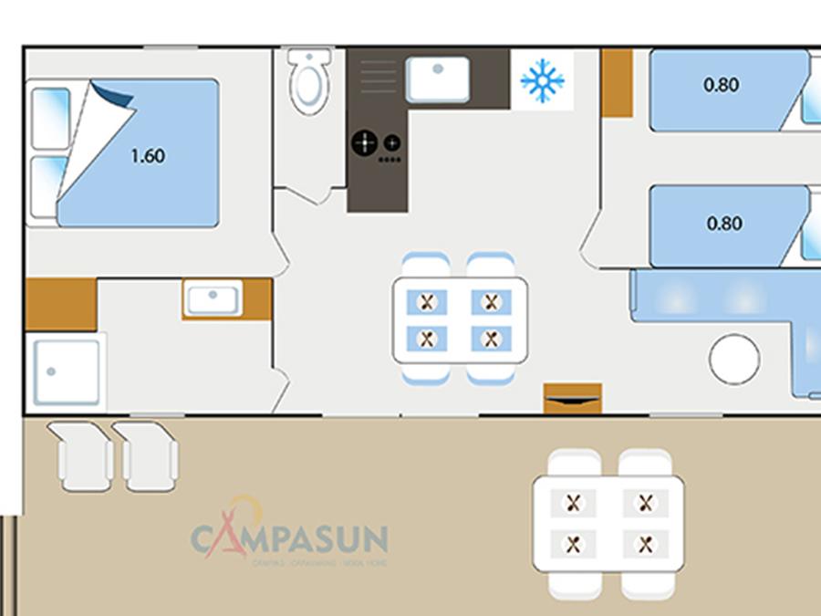 Mobilhome 4 personnes - Mobil home Castellane côté jardin - 30m² - 2 chambres + TV + A/C 4