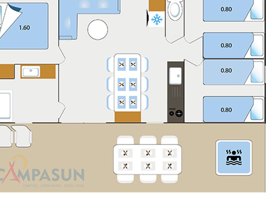 Mobilhome 6 personnes - Mobil home Cotignac Jacuzzi privé - 33m² - 3 chambres - Lave vaisselle + TV + A/C 2