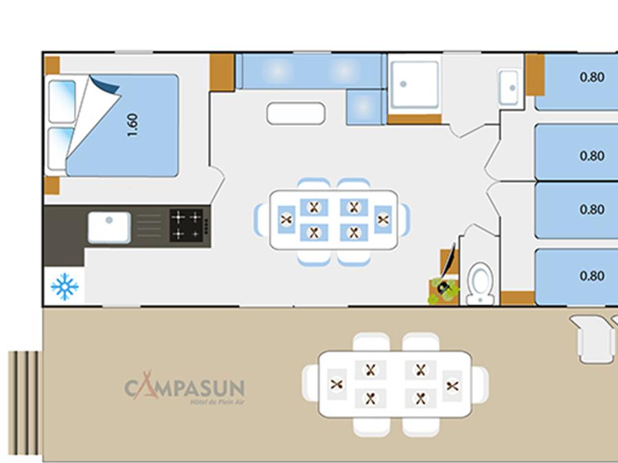 Mobilhome 6 personnes - Mobil home Quinson - 33m² - 3 chambres + TV + A/C 4