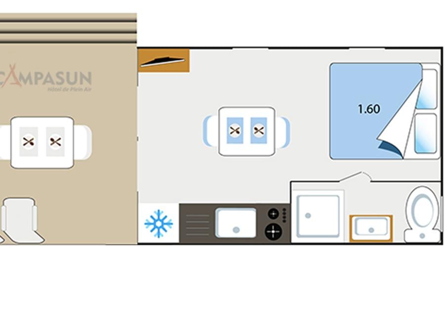Mobilhome 2 personnes - Mobil Home Key Westotel 20m² - 1 chambre + TV +Clim 5