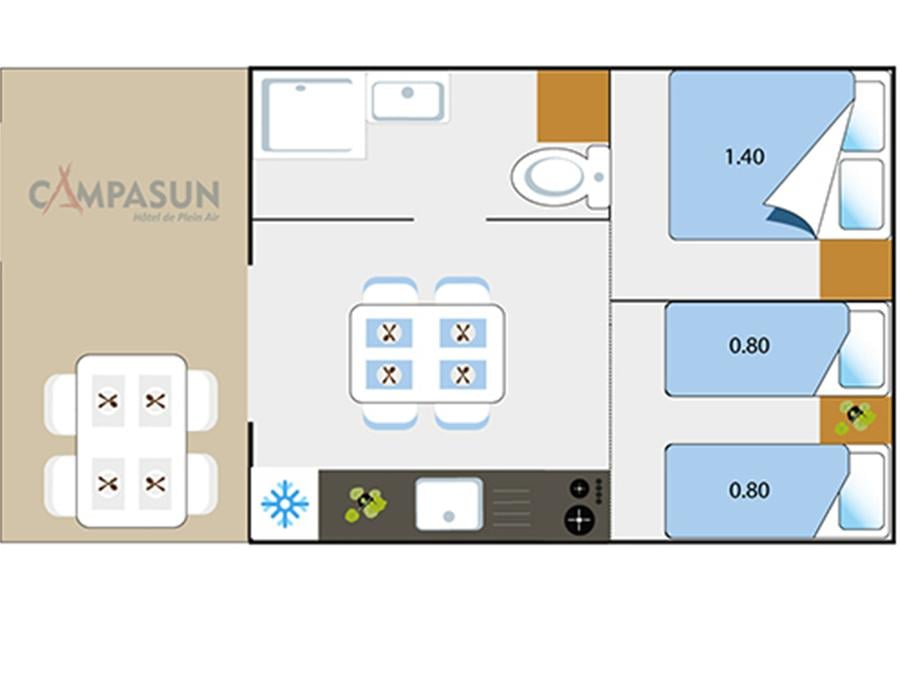 Tente en toile et en bois 4 personnes - Lodge safari Aiguines - 26m² - Glamping 3