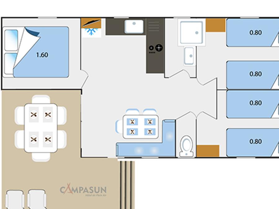 Mobilhome 6 personnes - Mobil home Tourtour - 33m² - 3 chambres + Tv + A/C 4
