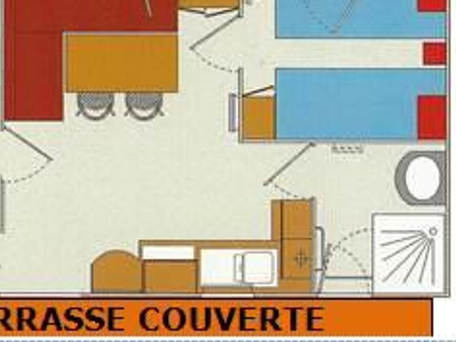 Mobilhome 5 personnes - HAWAI 2 chambres - 28m² - avec CLIM + TV - terrasse couverte 13 m² 7
