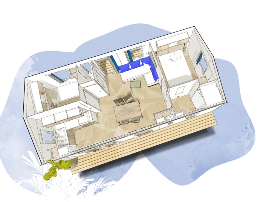 Mobilhome 4 personnes - Mobil home Grand Confort 33m² - 2 chambres 5