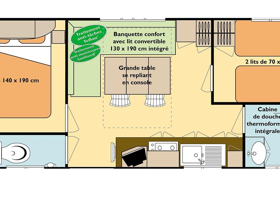 Mobilhome 5 personnes - Résidentiel 2 chambres 7