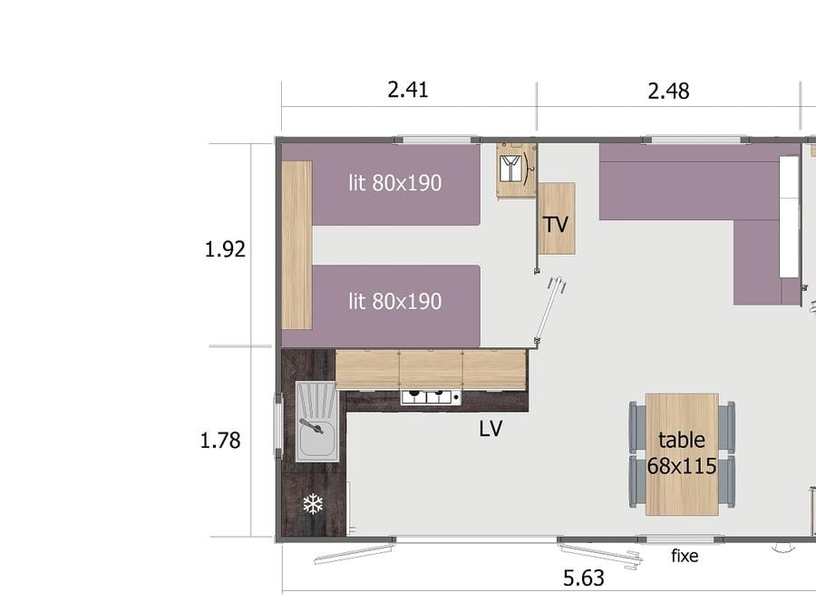 Lodge 5 personnes - Premium 2 chambres 30m² 7