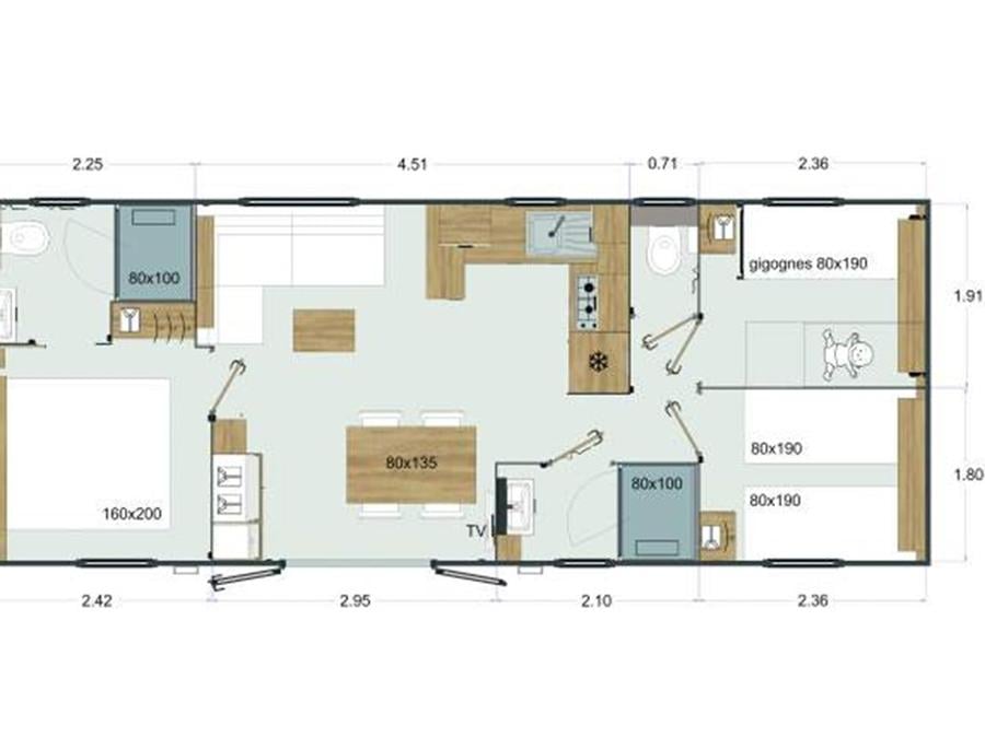 Mobilhome 6 personnes - Cottage Premium 6 pers. (37 m2) 8
