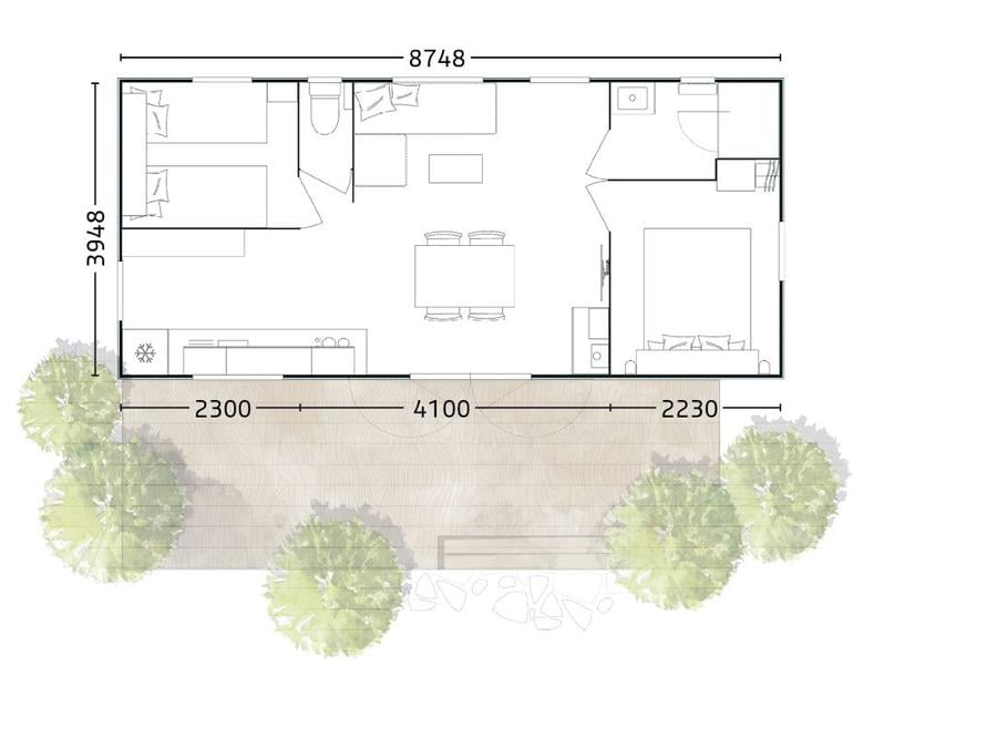 Mobilhome 4 personnes - Mobil-Home Premium 33m² (2ch - 4pers) + lave-vaiselle 2