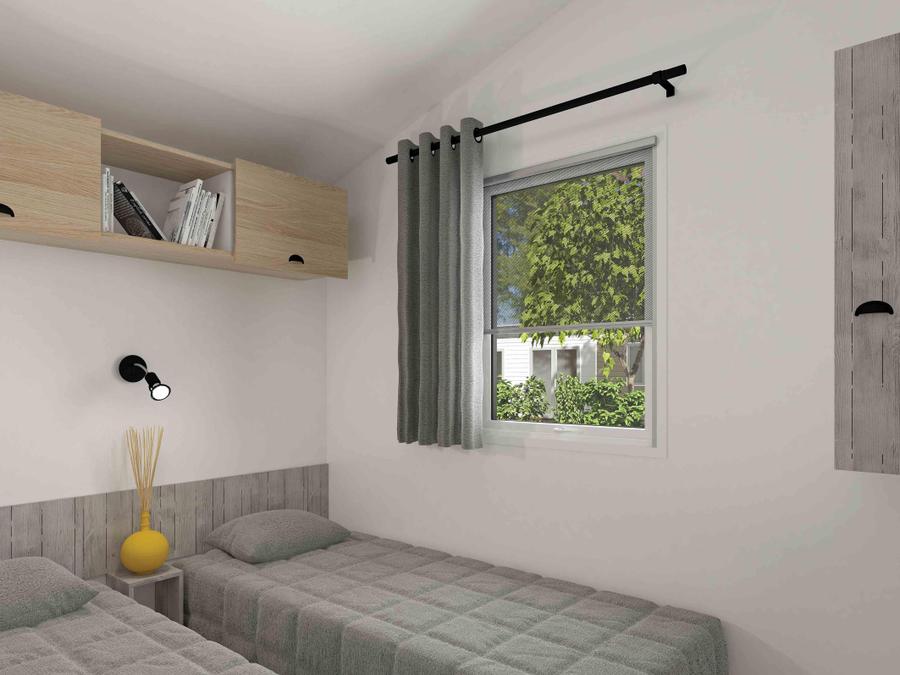 Mobilhome 4 personnes - Mobil-home Bois PREMIUM CLIM 28m² - 2 chambres + terrasse + TV + draps + serviettes inclus | 4 personnes 3