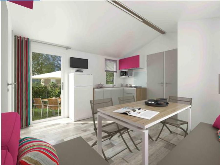 Mobilhome 6 personnes - Homeflower PREMIUM CLIM 35m² -3 chambres +terrasse semi-couverte +TV +draps +serviettes | 6 personnes 3