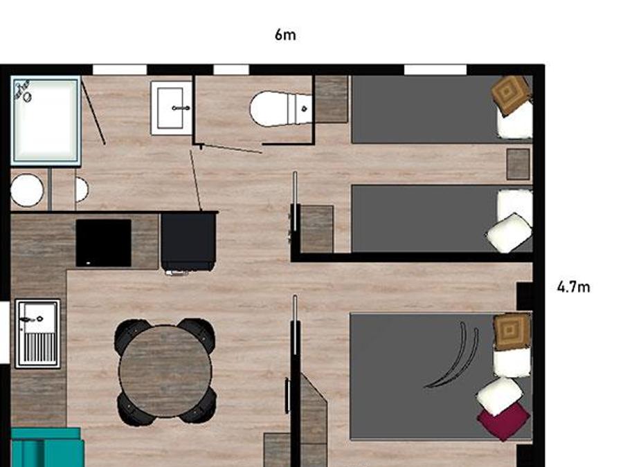 Chalet 4 personnes - Mimosa - TV - 47 m² avec terrasse couverte - 2 chambres 9