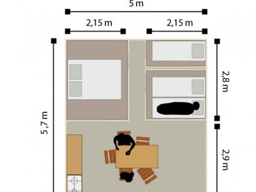 Tente 5 personnes - Tente toute équipée 29m² - 3 chambres (sans sanitaires) 6