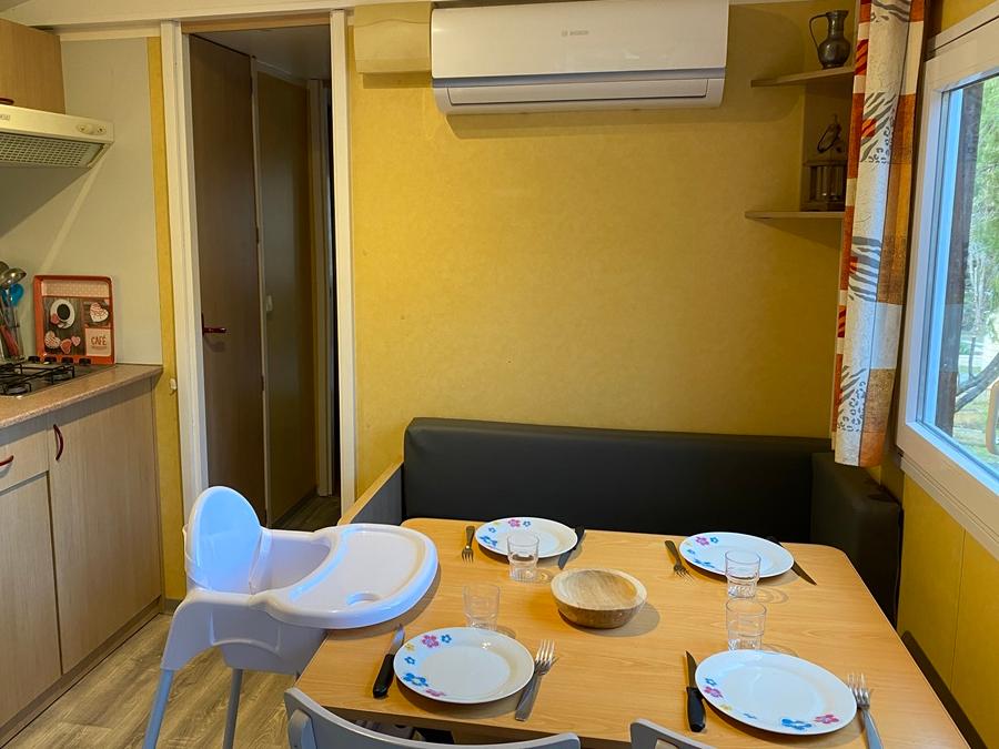 Mobilhome 4 personnes - Mobil-home bois BABY avec CLIM - 26m² avec terrasse couverte / 2 chambres 3