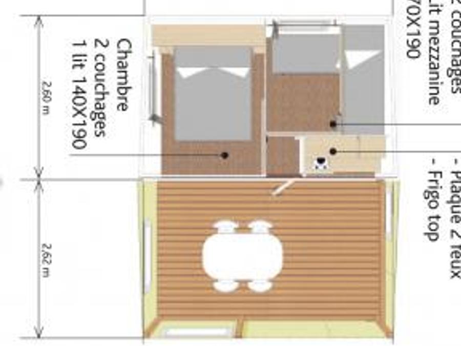 Mobilhome 4 personnes - CABANE 21m² / 2 chambres (sans sanitaires) 7
