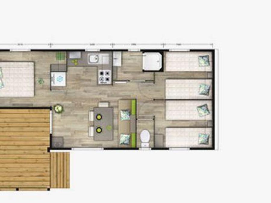 Mobilhome 6 personnes - Malaga Trio - 3 Chambres - 30 m2 (+ Terrasse semi couverte 11 m2) 6 personnes 3