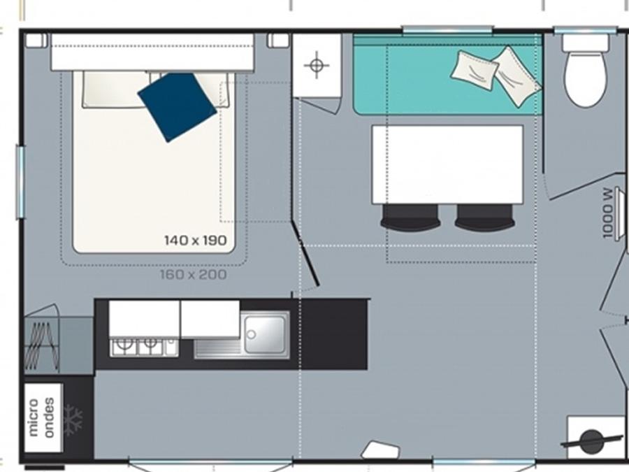 Mobilhome 4 personnes - RIVIERA 2 Premium 26 m² (2 ch. 4 pers.) 13