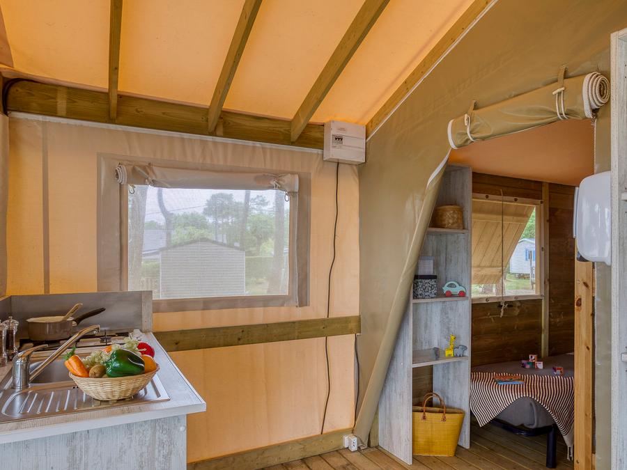 Tente en toile et en bois 4 personnes - Lodge Confort 2 chambres 1