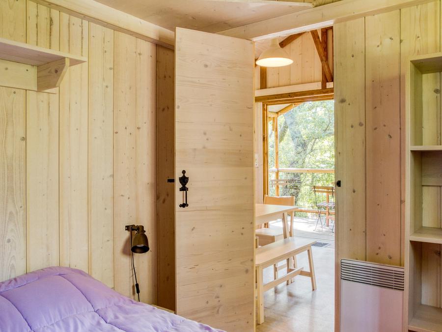 Tente en toile et en bois 5 personnes - Cabane Lodge Bois sur pilotis Confort 27m² 2 chambres - terrasse bois couverte, zone ombragée 5 pers 4